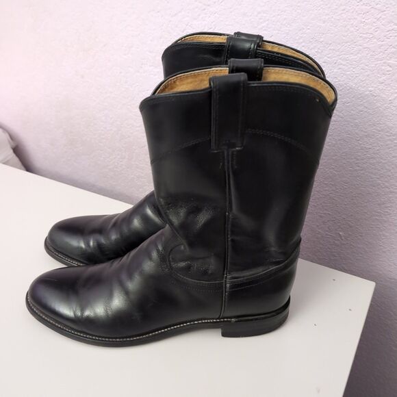 Justin Roper 3133 Cowboy Boots Mens Size 8.5 D Black Justin Boots - Picture 2 of 10